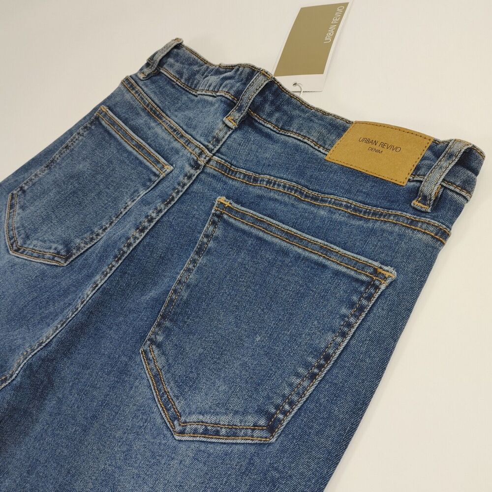 Urban Revivo ASOS Split Hem Flare Jeans NWT Blue High Rise Bootcut Size 4 - Picture 16 of 16